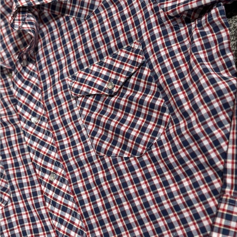 Wrangler Western Shirt Vintage Cowboy Cut Button Up Snap Shirt Size 16 | 34 - Picture 3 of 5